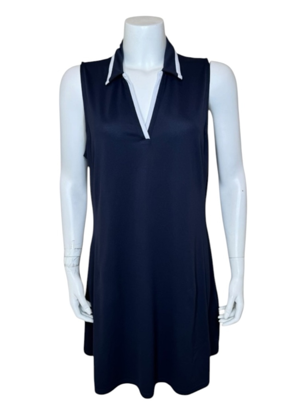FootJoy FJ Sleeveless Golf Dress L V-neck Pockets Navy Blue